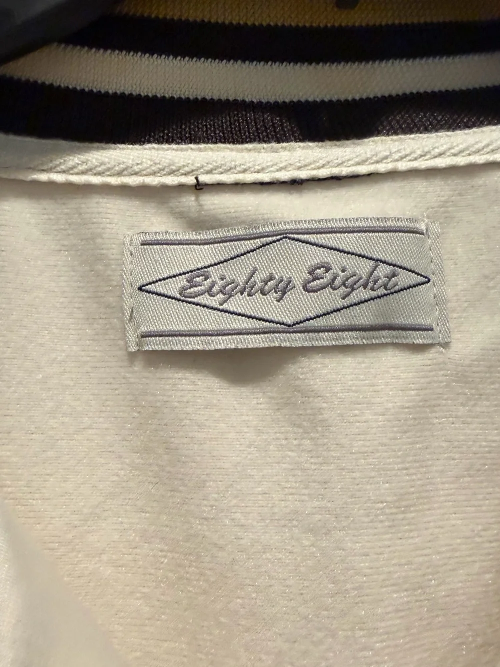 Eighty Eight Cream Track Jacket with Blue, Navy & Gold Stripe Trim